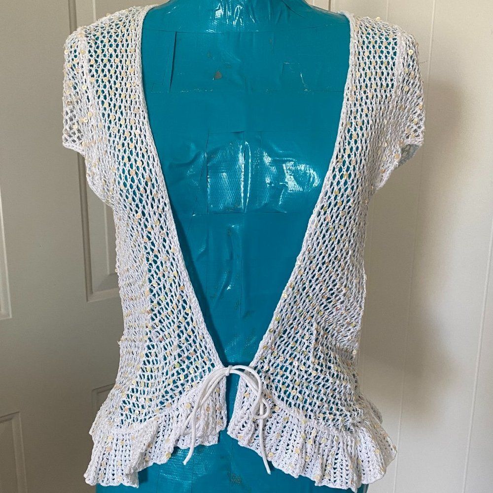 Faded Glory Crochet Boho Sequin Top Womens Size L (12-14)